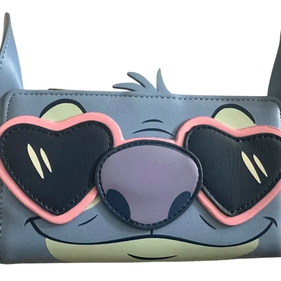 Loungefly Disney Stitch Heart Sunglasses Wallet - Blue and Pink - Picture 2 of 6